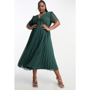 ASOS Green Puff Sleeve Mini Sundress